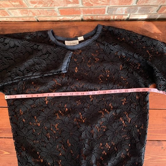 Vintage Cedars Floral Black Lace Medium Women's Tunic Top Blouse 100% Polyester - Picture 8 of 12